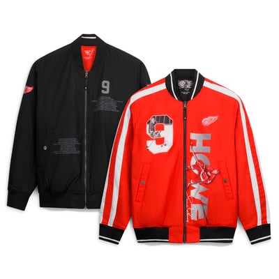 Gordie Howe Detroit Red Wings AW Chang Reversible Full-Zip Bomber Jacket - Red/Black